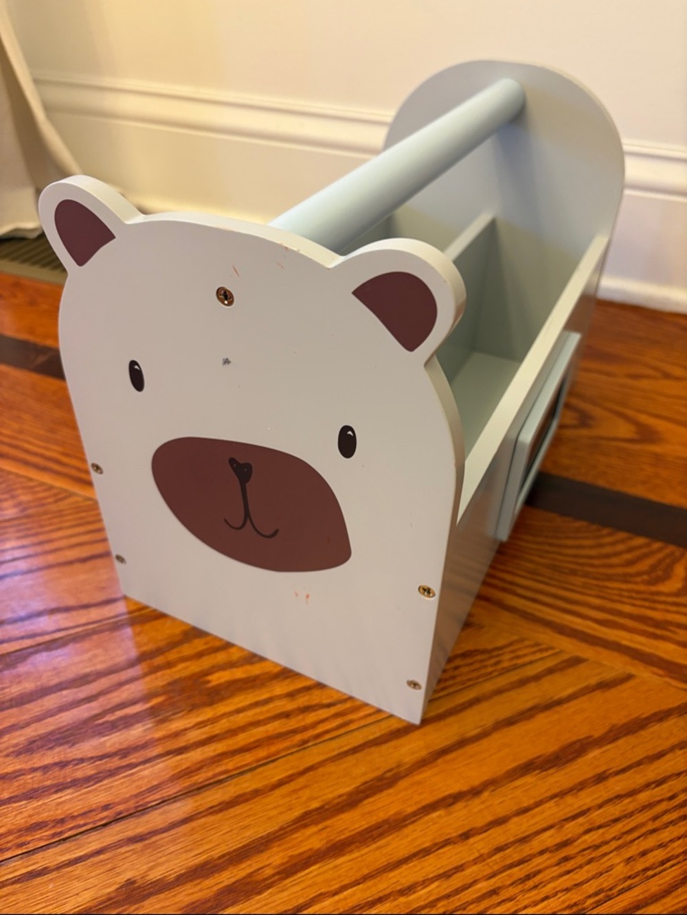 Wooden Bear Book Caddy in Light Gray - made by British Great Little Trading Co